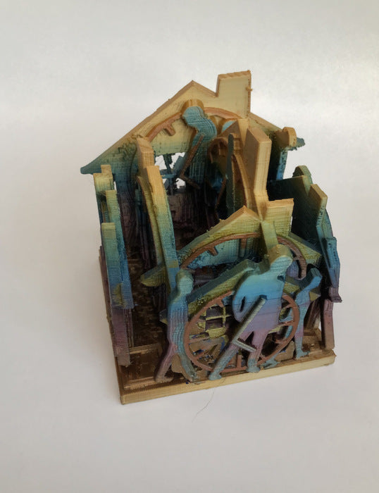 225 Time House Compartments, 2023, 3D printed sculpture, 4 x 3.5 x 3.5 in. / 10.16 x 8.89 x 8.89 cm.