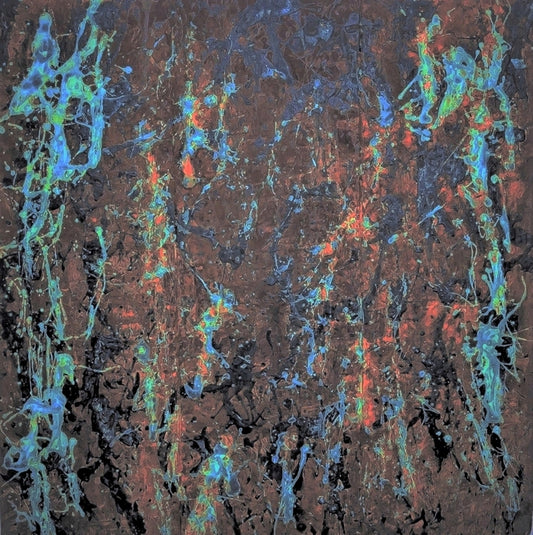 Wispy Remnants, 2018, mixed media, 36 x 36 in. / 91.44 x 91.44 cm.