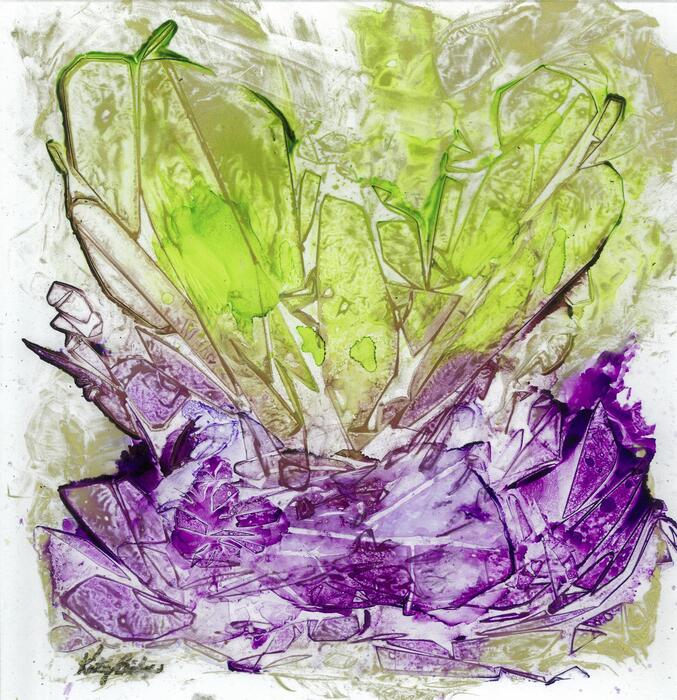 ARABESQUE, 2023, alcohol ink on canvas, 12 x 12 in. / 30.48 x 30.48 cm.
