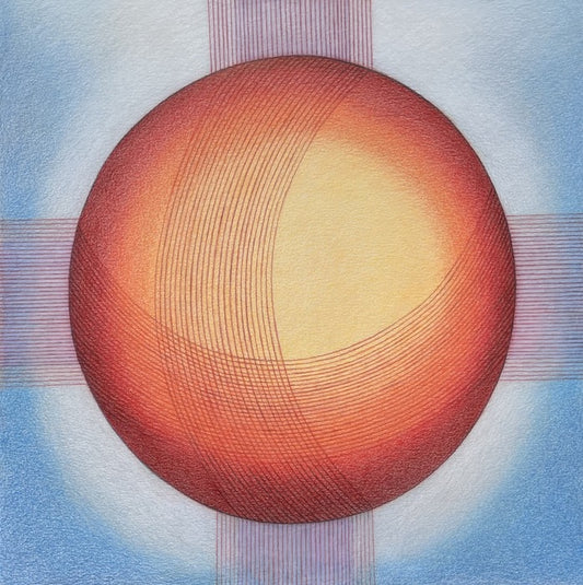 THE DISPOSITION OF ORANGE, 2023, colored pencil, 32 x 32 in. / 81.28 x 81.28 cm.