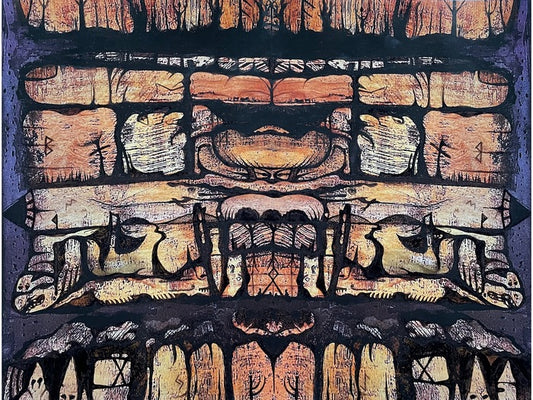 Early Glyph ‘Sketchbook’ II, Ancient Mesoamerica, 2023, mixed media, 10 x 14 in. / 25.4 x 35.56 cm.
