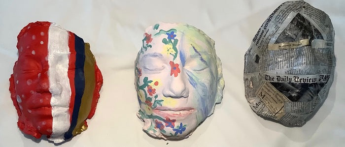 Six Self-Portraits, 2022, mixed media, 24 x 34 x 4 in. / 60.96 x 86.36 x 10.16 cm.