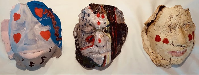 Six Self-Portraits, 2022, mixed media, 24 x 34 x 4 in. / 60.96 x 86.36 x 10.16 cm.