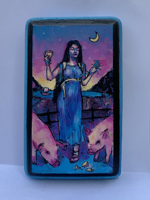 Circe, 2023, acrylic on wood, 5.25 x 3.25 in. / 13.33 x 8.25 cm.