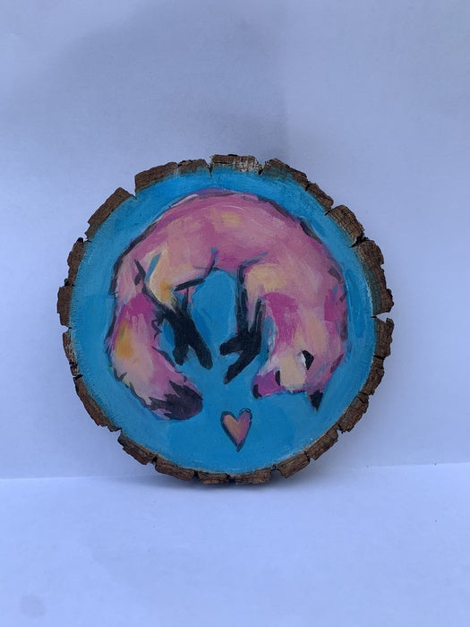 Vulpes, 2022, acrylic on wood, 4.3 x 4.3 in. / 10.92 x 10.92 cm.