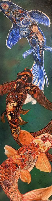 Nishikigoi of Souls, 2022, mixed media on canvas, 48 x 12 in. / 121.92 x 30.48 cm.