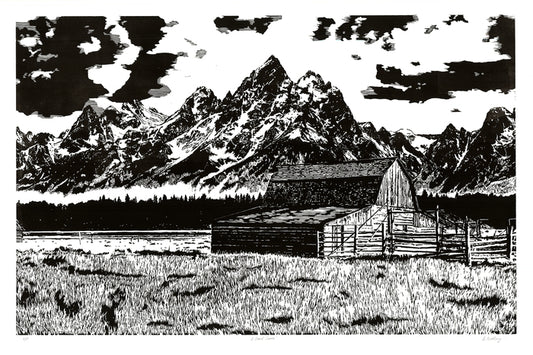A Grand View, 2023, woodcut, 40 x 60 in. / 101.6 x 152.4 cm.