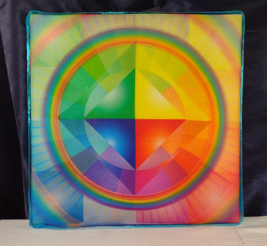 Elemental Colors, 2023, digital art print on silk, 16 x 16 in. / 40.64 x 40.64 cm.