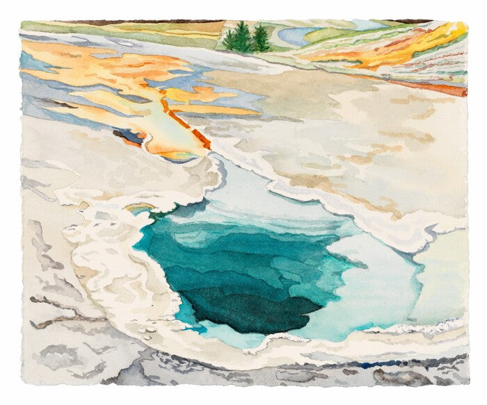 Cistern (Yellowstone NP), 2021, watercolor, 10 x 10 in. / 25.4 x 25.4 cm.