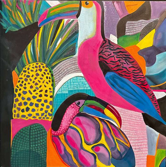 AI Paradise, 2023, mixed media, 36 x 36 in. / 91.44 x 91.44 cm.