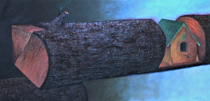 Sometimes I Live In the Country, Sometimes Town, 2000, oil and acrylic on canvas, 24 x 48 in. / 60.96 x 121.92 cm.