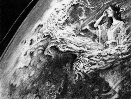 Procession in Silence, 2024, graphite pencil on paper, 16 x 20 in. / 40.64 x 50.8 cm.