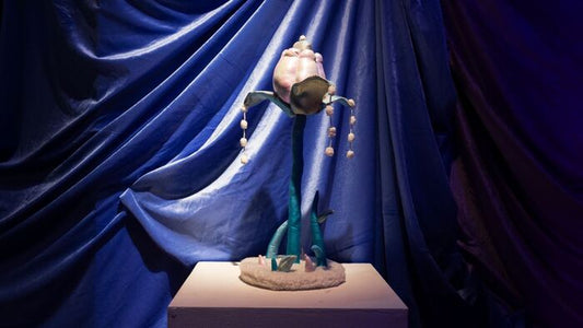 Baby Leu, 2023, textiles, wood and wire, 15 x 10 x 6 in. / 38.1 x 25.4 x 15.24 cm.