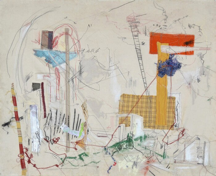 Between Centuries of Construction: The Dissonance, 2023, mixed media, 28 x 35 in. / 71.12 x 88.9 cm.