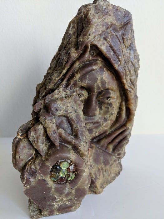 Borgela, 2021, mixed media, 8 x 5 x 6.5 in. / 20.32 x 12.7 x 16.51 cm.