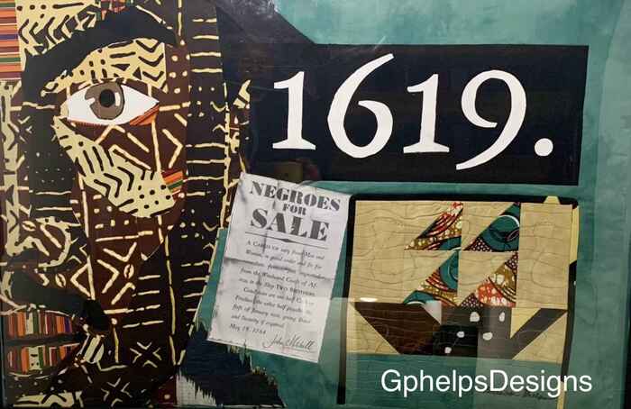 Negroes for Sale, 2023, fiber art portrait, 25 x 37 in. / 63.5 x 93.98 cm.