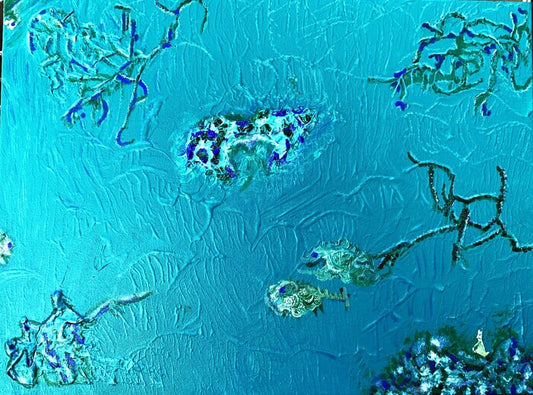 A Green and Purple World, 2024, mixed media, 18 x 24 in. / 45.72 x 60.96 cm.