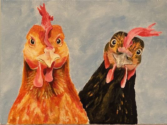 What the Cluck?, 2021, oil on canvas board, 16 x 20 in. / 40.64 x 50.8 cm.