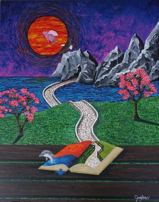 Lost in a Story, 2024, acrylic on canvas, 20 x 16 in. / 50.8 x 40.64 cm.
