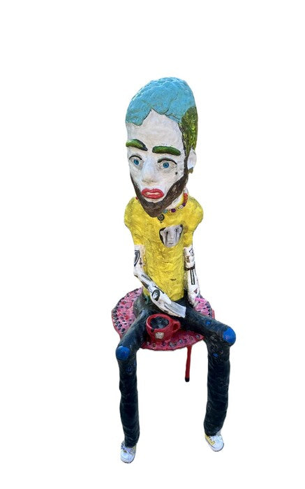 My Therapist, 2024, mixed media, 50 x 11 x 14 in. / 127 x 27.94 x 35.56 cm.