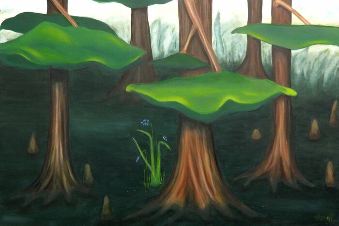 Flowers in the Cypress Swamp II, 2023, oil, 24 x 26 in. / 60.96 x 66.04 cm.