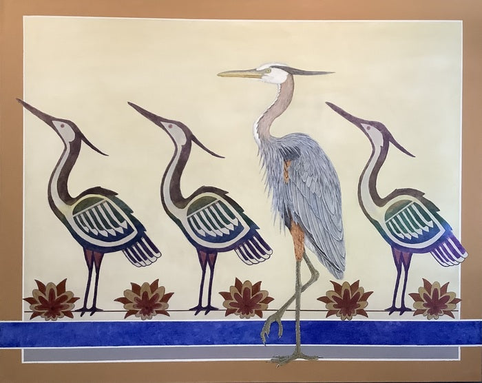 Great Blue Heron, 2024, acrylic on canvas, 48 x 60 in. / 121.92 x 152.4 cm.