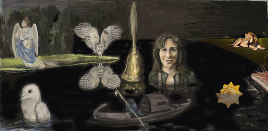 Leslie Harris Crosses Over, 2024, mixed media, 12 x 24 in. / 30.48 x 60.96 cm.