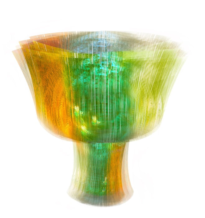 Scan for Whose Future 金樽邀月, 2024, digital photo collage, 32 x 34 in. / 81.28 x 86.36 cm.