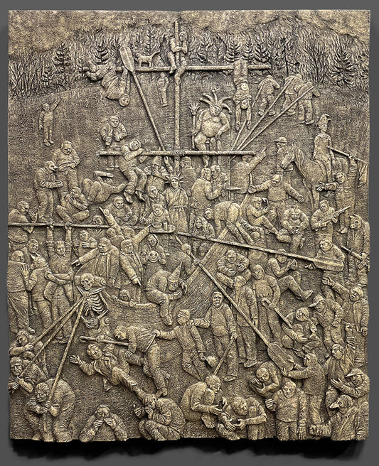 Ship of Fools/Sea of Fools, 2023, wood and acrylic, 36 x 30 in. / 91.44 x 76.2 cm.