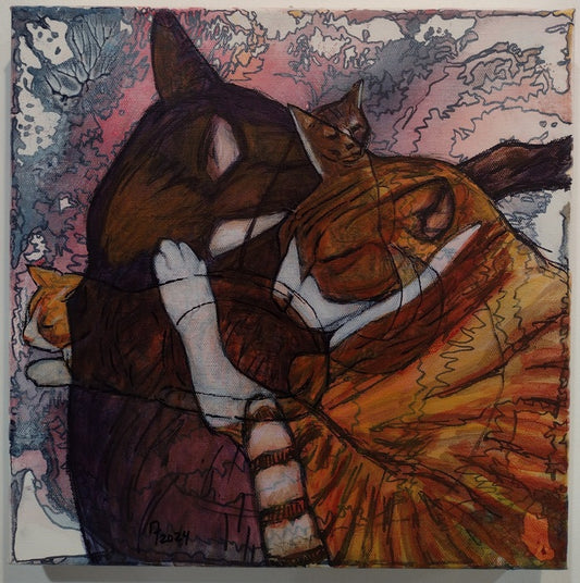 Belonging, 2024, sharpie and acrylic on canvas, 12 x 12 in. / 30.48 x 30.48 cm.
