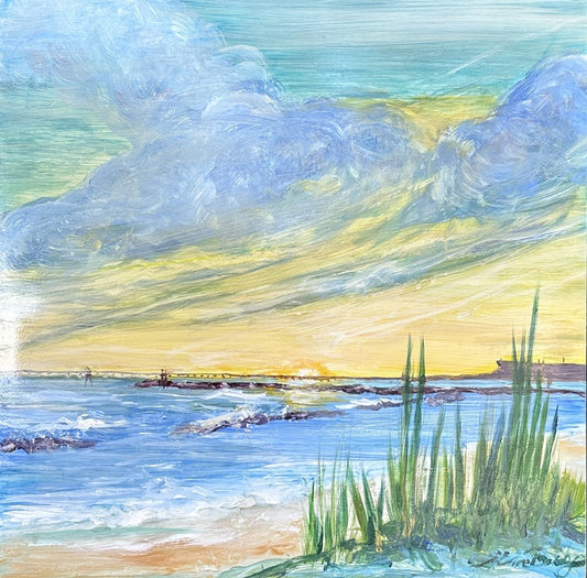 East Ocean View Sunrise, 2022, acrylic on panel, 20 x 20 in. / 50.8 x 50.8 cm.