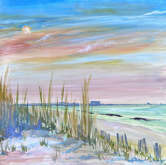 East Ocean View Sunset, 2022, acrylic, 20 x 20 in. / 50.8 x 50.8 cm.