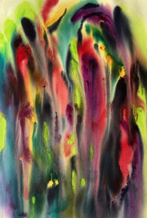 Molten Minerals, 2024, watercolor on watercolor paper, 20 x 13 in. / 50.8 x 33.02 cm.