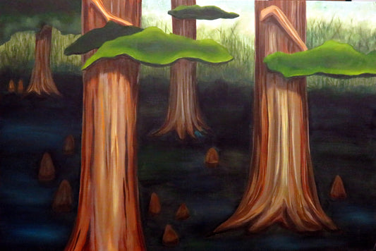 Cypress Swamp I, 2024, oil, 36 x 24 in. / 91.44 x 60.96 cm.
