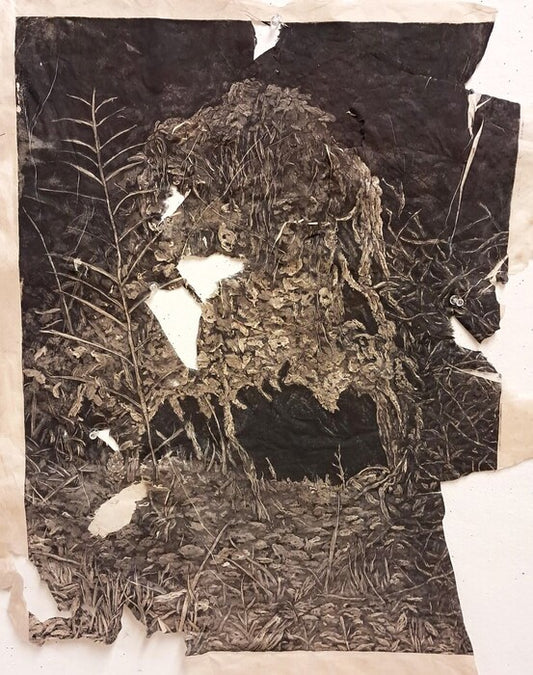 I Don't Want to Be Here, 2024, intaglio on handmade paper, 24 x 18 in. / 60.96 x 45.72 cm.