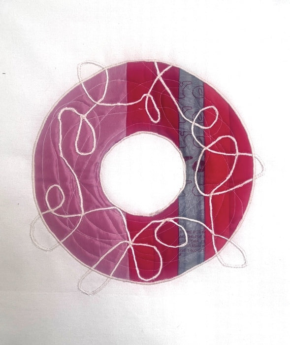 Woven, 2024, fabric, 3 x 2 in. / 7.62 x 5.08 cm.