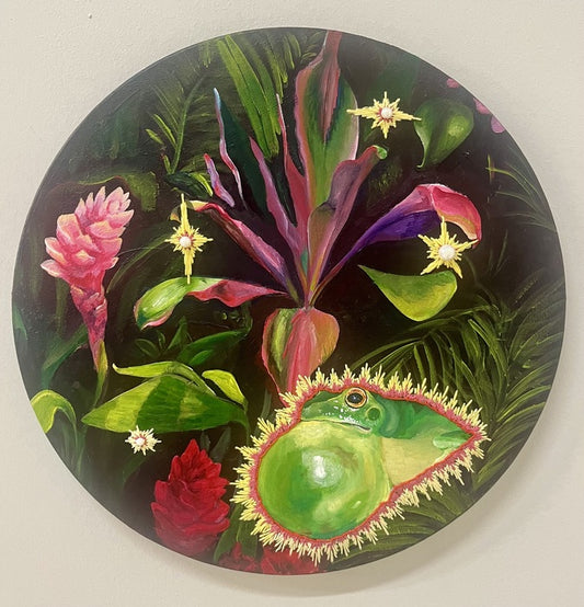 Specs of Tackle, 2024, mixed media, 16 x 16 in. / 40.64 x 40.64 cm.