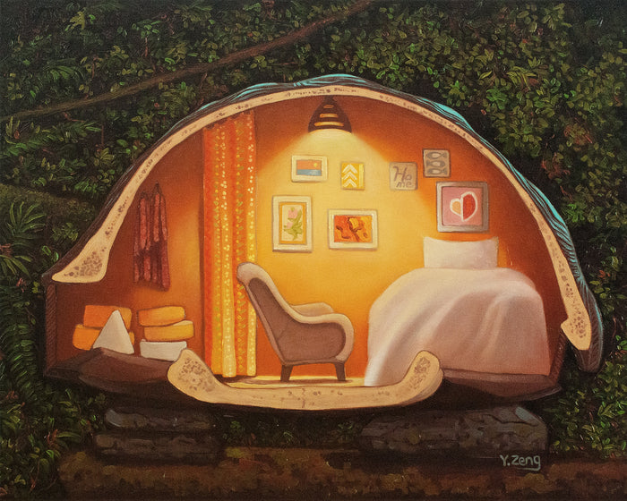 Turtle House, 2023, oil on canvas, 20 x 16 in. / 50.8 x 40.64 cm.