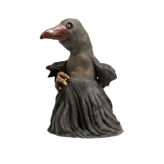 Crow Takes for a Walk a Pet, 2024, ceramics, 8.9 x 8 x 3.9 in. / 22.60 x 20.32 x 9.90 cm.