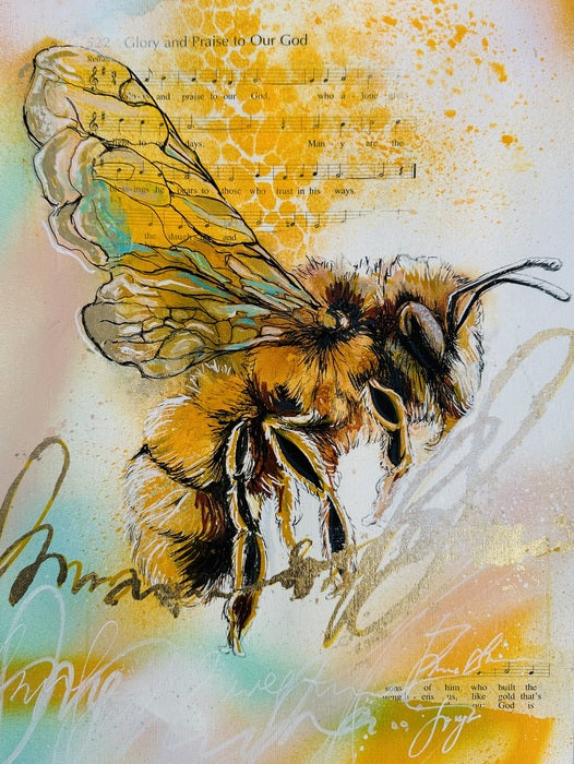 Glory and Praise to Our God, 2025, mixed media on watercolor paper, 14 x 11 in. / 35.56 x 27.94 cm.