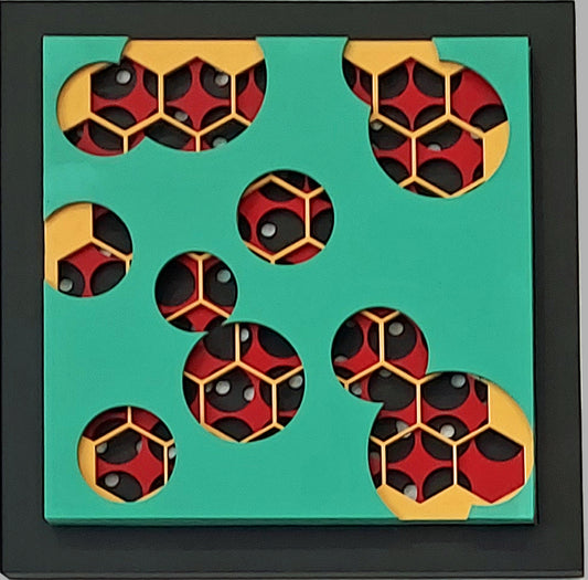 Stochastic #3 - Rage Within, 2024, shaped painting on birch panel, 12 x 12 in. / 30.48 x 30.48 cm.