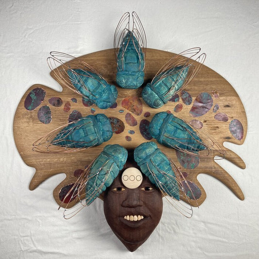 Created in His Image 2 (Sometimes We Feel His Joy), 2025, mixed media, 30 x 32 x 6 in. / 76.2 x 81.28 x 15.24 cm.