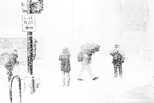 Lake Effect Snowstorm, Chicago, 2014, silver gelatin print, 8 x 14 in. / 20.32 x 35.56 cm.