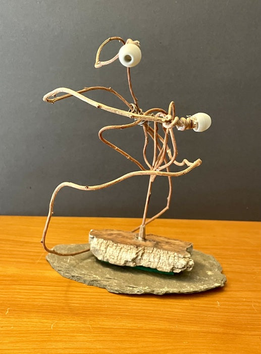 Tangled Listening, 2023, mixed media, 8 x 7 x 9 in. / 20.32 x 17.78 x 22.86 cm.