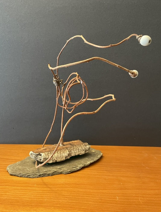 Tangled Listening, 2023, mixed media, 8 x 7 x 9 in. / 20.32 x 17.78 x 22.86 cm.