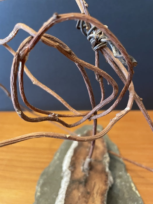 Tangled Listening, 2023, mixed media, 8 x 7 x 9 in. / 20.32 x 17.78 x 22.86 cm.