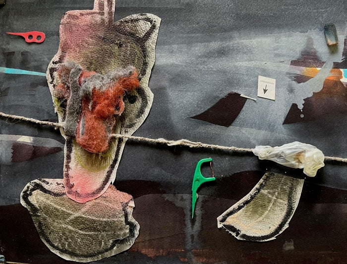 LA Burns, Land Developer, 2025, mixed media, 14 x 18 in. / 35.56 x 45.72 cm.