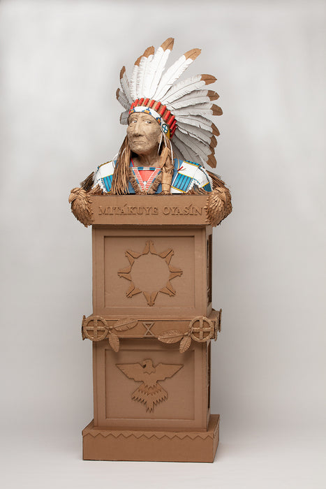 Red Cloud, 2025, recycled cardboard, 79 x 29 x 25 in. / 200.66 x 73.66 x 63.5 cm.