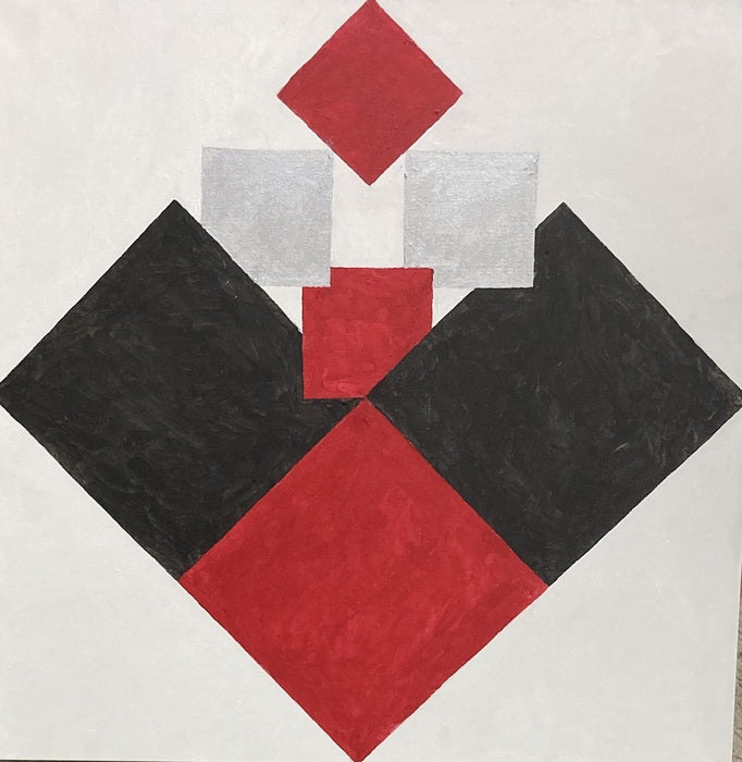 Red Balancing, 2024, oil on canvas, 24 x 24 in. / 60.96 x 60.96 cm.