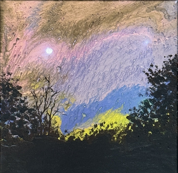 Celestial Symphony 1, 2025, acrylic on canvas, 10 x 10 in. / 25.4 x 25.4 cm.